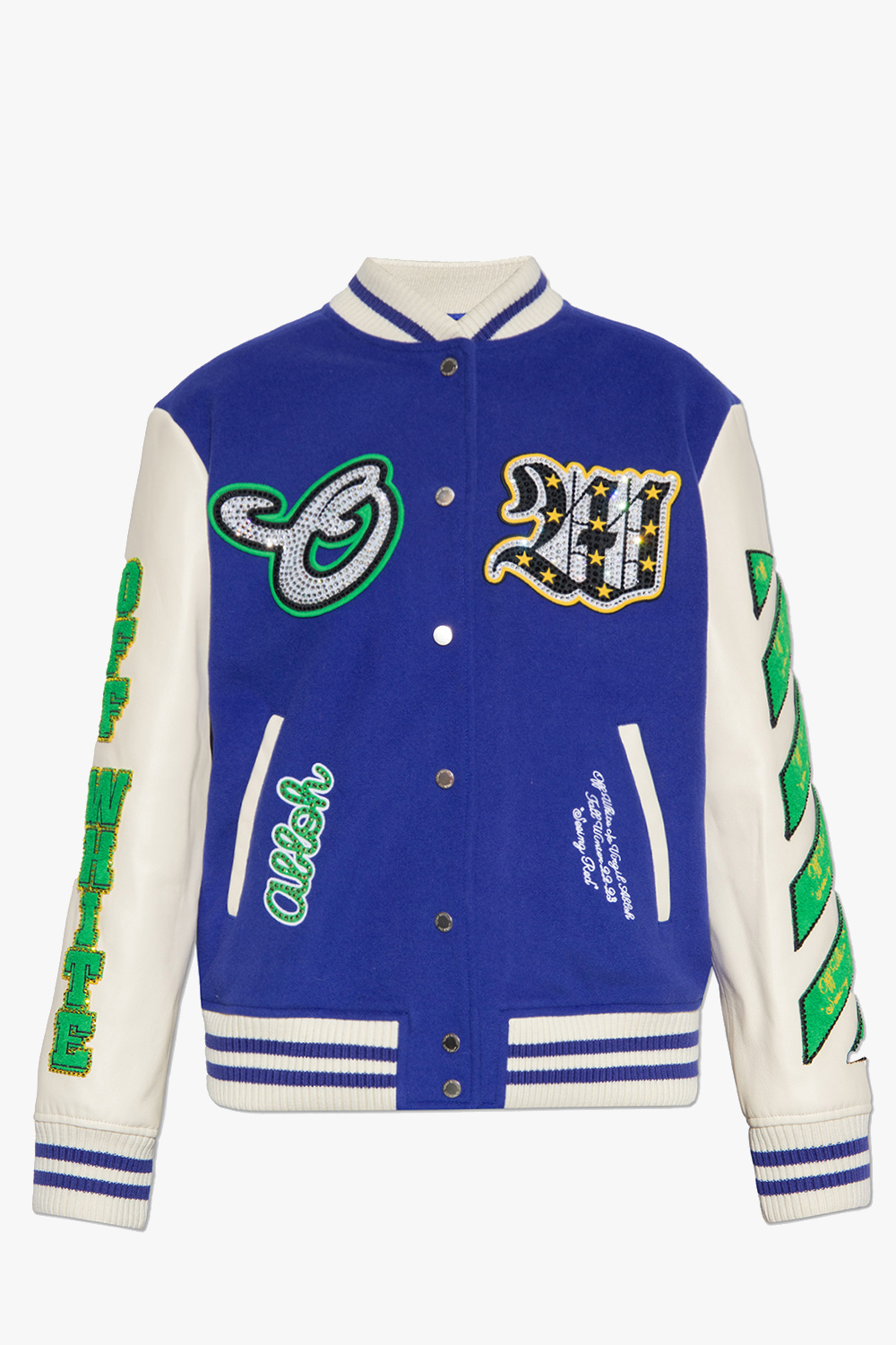 Off white sale green varsity jacket